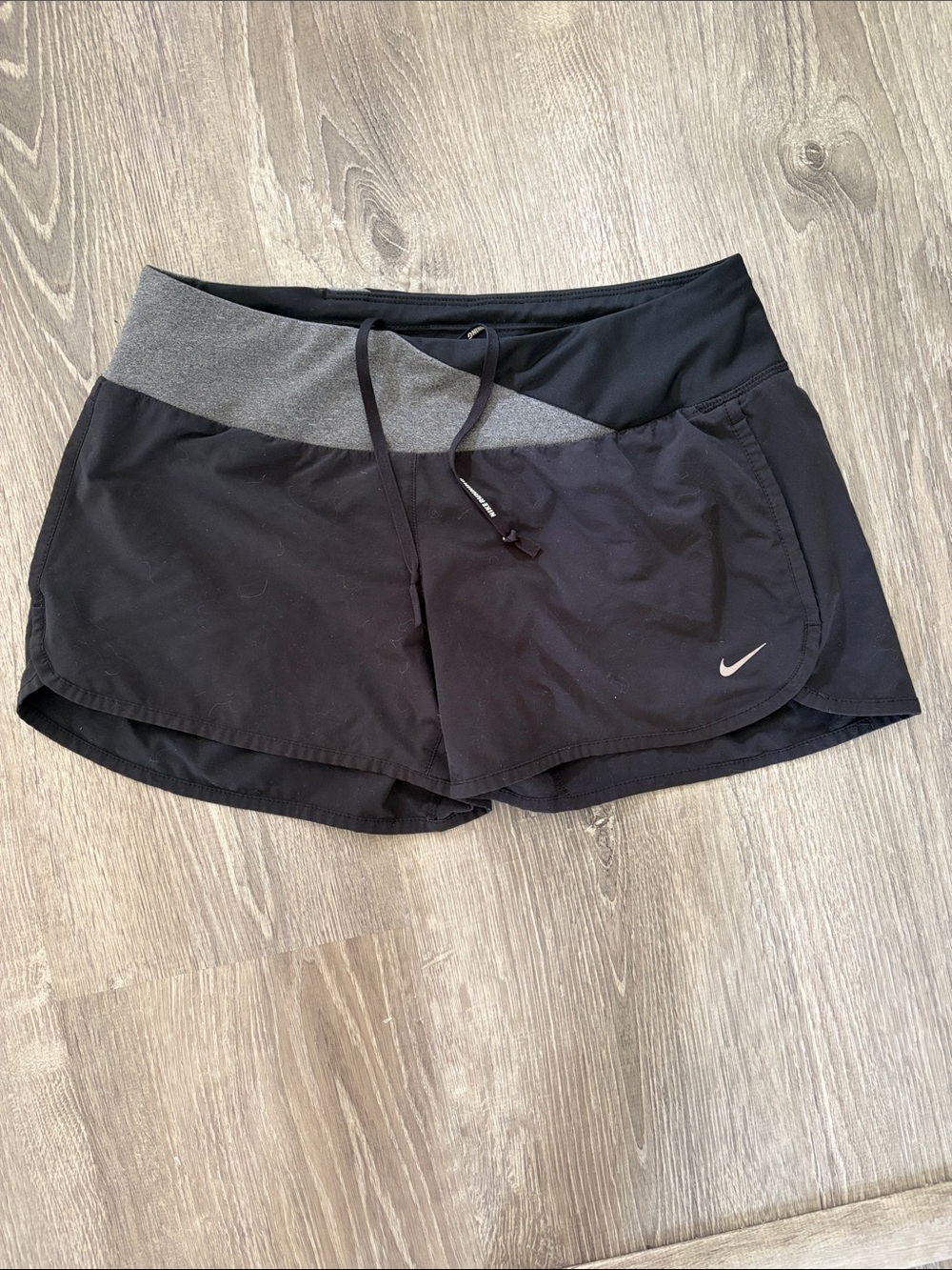 Nike Women's Black Shorts with Gray Waist Panel